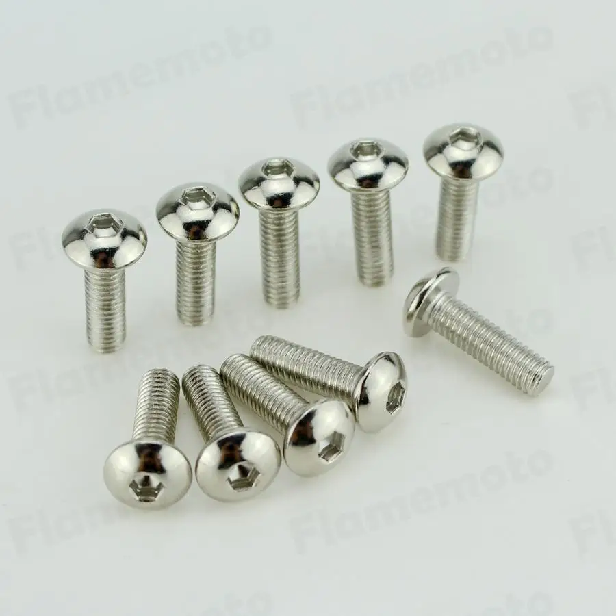 Motorcycle Steel Bolts Screw Chrome 6 x 20mm 10pcs For Harley Touring Dyna Softail Sportster Custom Universal