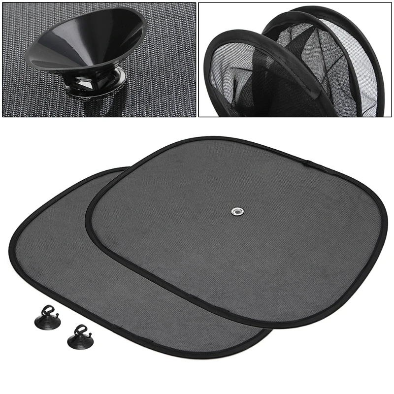 2019 New New Arrive 2Pcs Car Window Sunshade Sun Shade Visor Side Mesh Cover Shield Sunscreen Black  44 x 36 cm