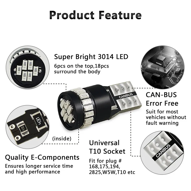 2x W5W T10 LED Bulb Clearance Parking Light for Mercedes Benz W204 W203 W205 W211 W212 W210 W124 194 168 Car Interior Light