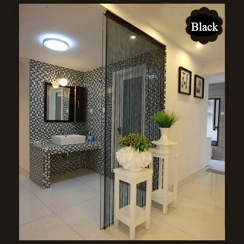 Solid Decorative String Curtain 100*200/300*300CM Black White Gray Classic Line Curtains Window blind Vanlance Room Divider
