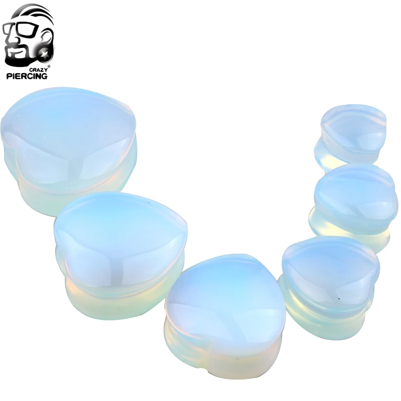 New 6-25mm Heart Nature Stone Ear Plugs Tunnels Saddle Gauges Ear Stretcher Fashion Body Piercing Jewelrywholesale 54 pcs/lot