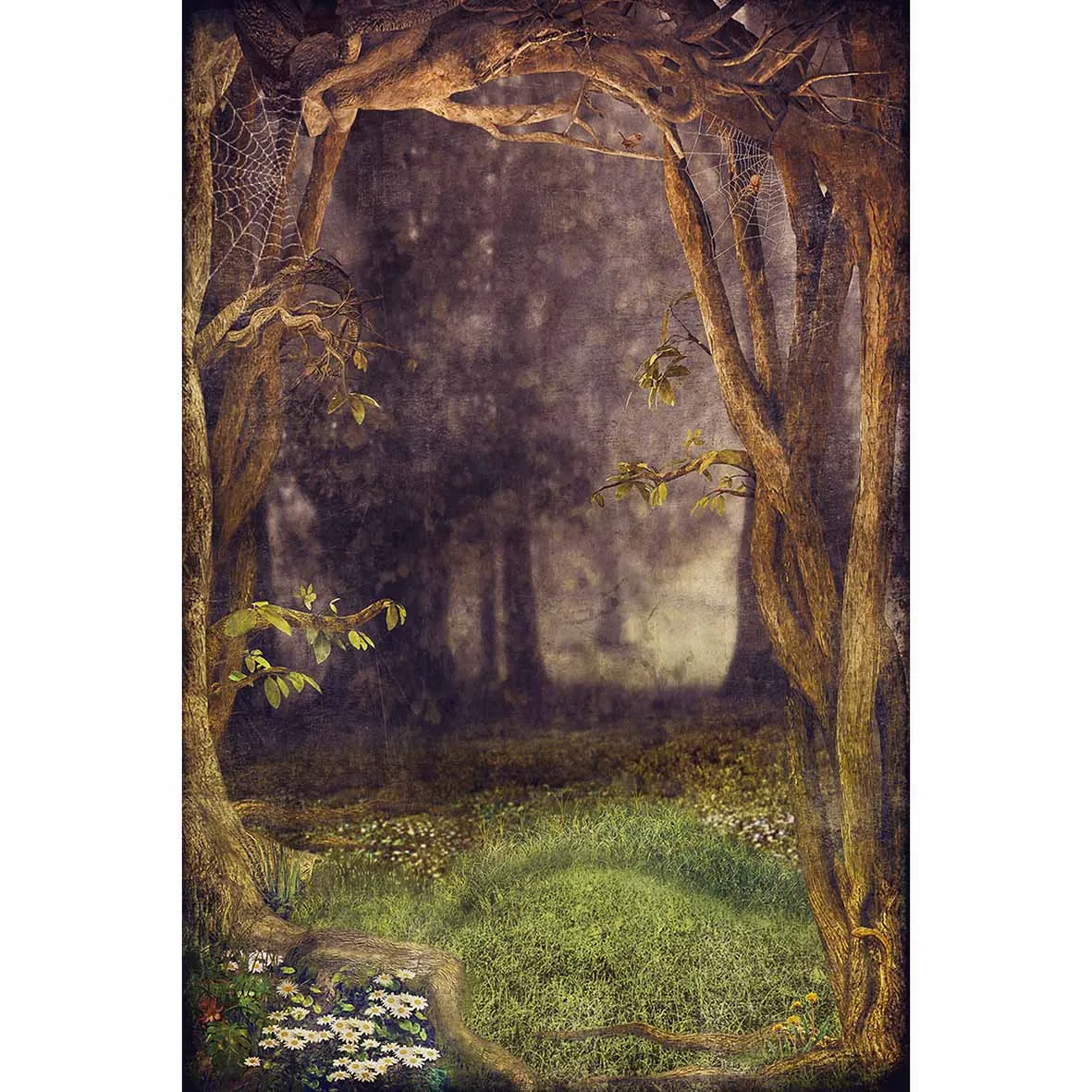 Allenjoy in glomy forest spider web винтажный фон трава деревья фото украшения для дома для фотосессии украшения