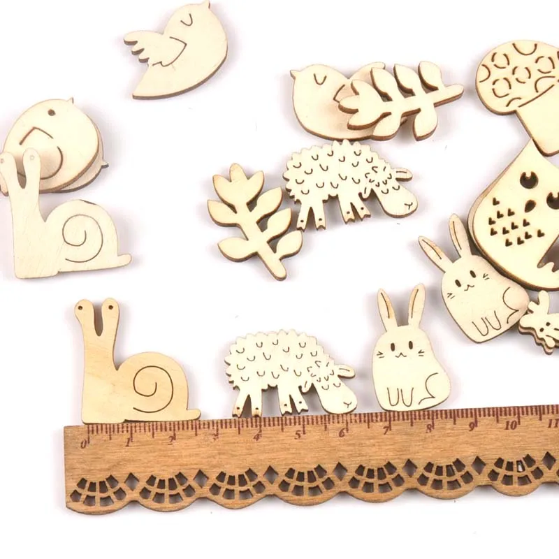 20pcs New Lovely Mix Animals Pattern Wood Slices For Handmade Home Decoration Crafts Scrapbooking DIY Wooden Ornaments m2155