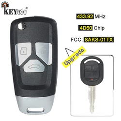 KEYECU 433.92MHz 4D60 Chip FCC ID: SAKS-01TX Aggiornato Flip Chiave A Distanza Dell'automobile Fob 3B DW04R Lama per Chevrolet Optra Lacetti