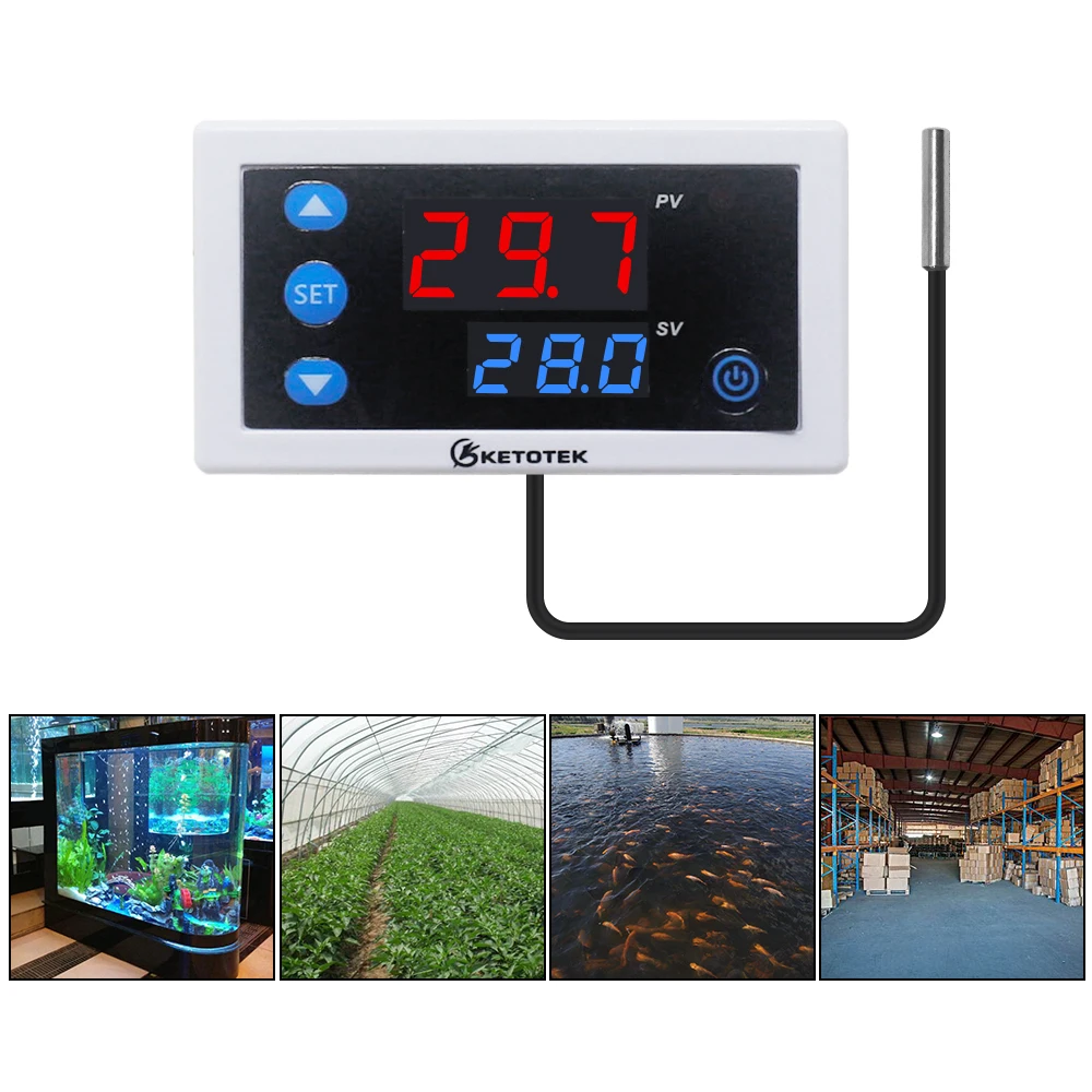 KT3003 Digital Thermostat 12V 24V 110V 220V Temperature Controller Regulator Heating Cooling Control Switch Relay Output