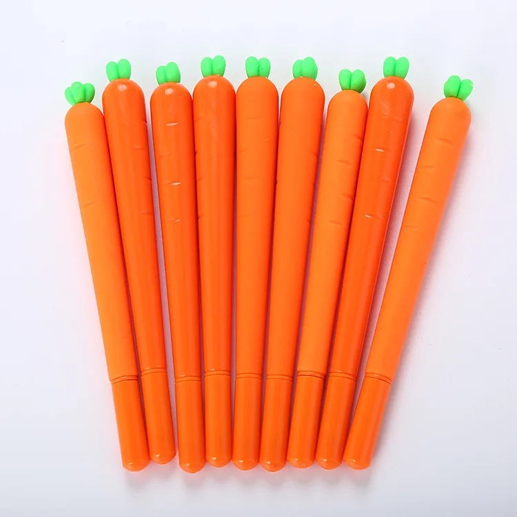 1 pcs Creative Cartoon Simulation Carrot Neutral Pen lovely Learn Stationery Waterborne Needle Tube Black Office signature Pen