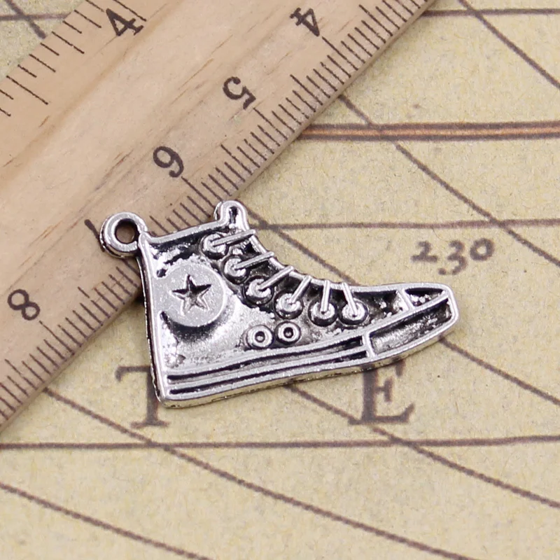 12pcs Charms Basketball Star Shoes 30x20mm Tibetan Bronze Silver Color Pendants Antique Jewelry Making DIY Handmade For Bracelet