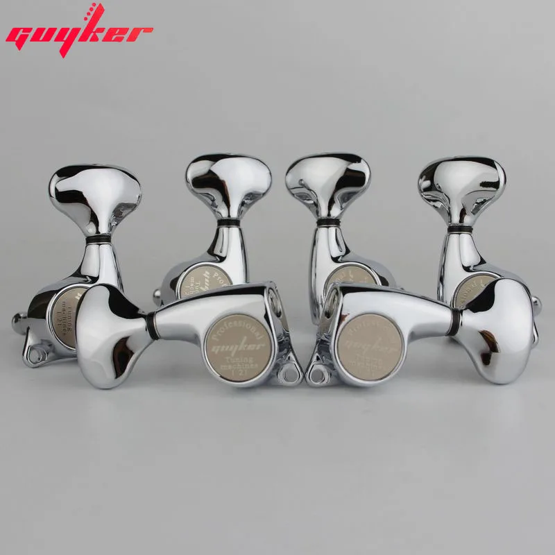 

Guyker 3R3L Guitar Machine Heads 1:21 Sealed Tuning Key Pegs Tuners Set Replacement for ST TL SG Style Electric Guitars Chrome