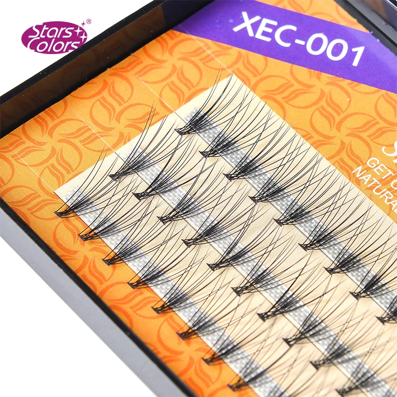 10D 6-14mm C Curl Faux Silk Fasle Eyelashes Individual StarsColors Mink Fake Eyelashes Premade Fan Eyelash Extension Eye Makeup