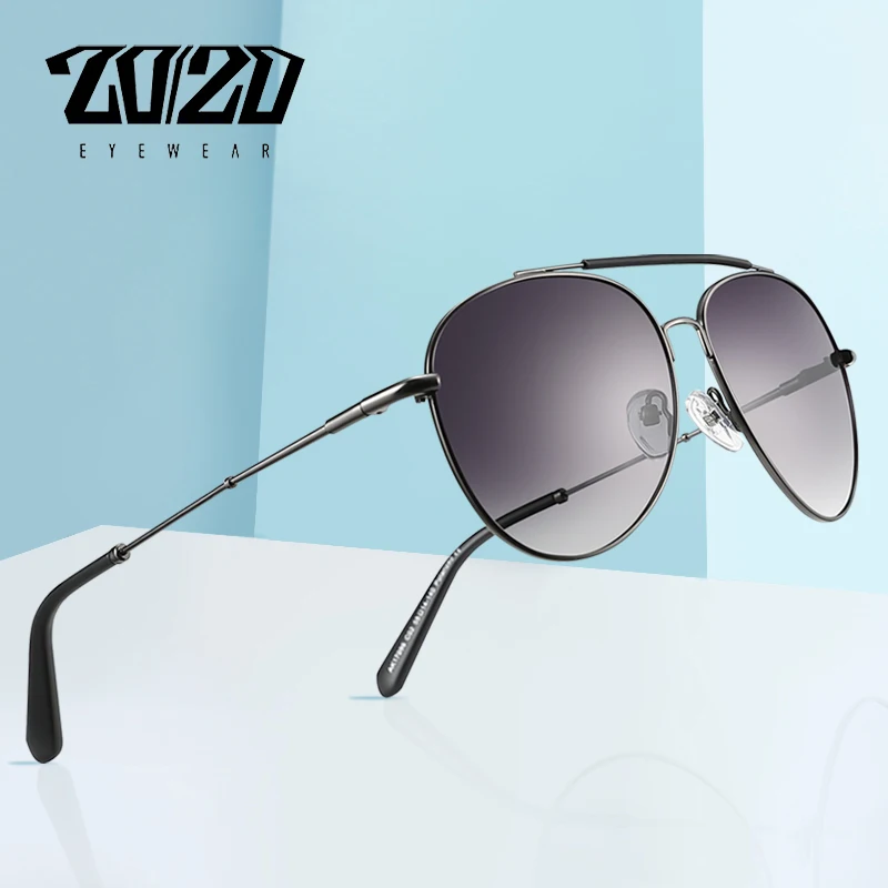 20/20 Brand Design Polarized Vintage Square Sunglasses Twin Beams Metal Frame Glasses Male Eyeglasses Accessories Gafas 17096