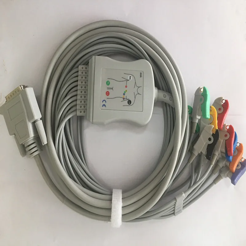 Compatible For Nihon Kohden ECG-1250,ECG-1350 ECG EKG Cable with Leadwires 10 Leads Medical ECG Cable Clips End TPU