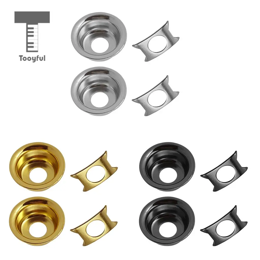 Tooyful 2 Pieces Iron Round Cup Jack Plate Socket Cover Head Cap Retainer Clip for Telecaster Tele Electric Guitar Parts