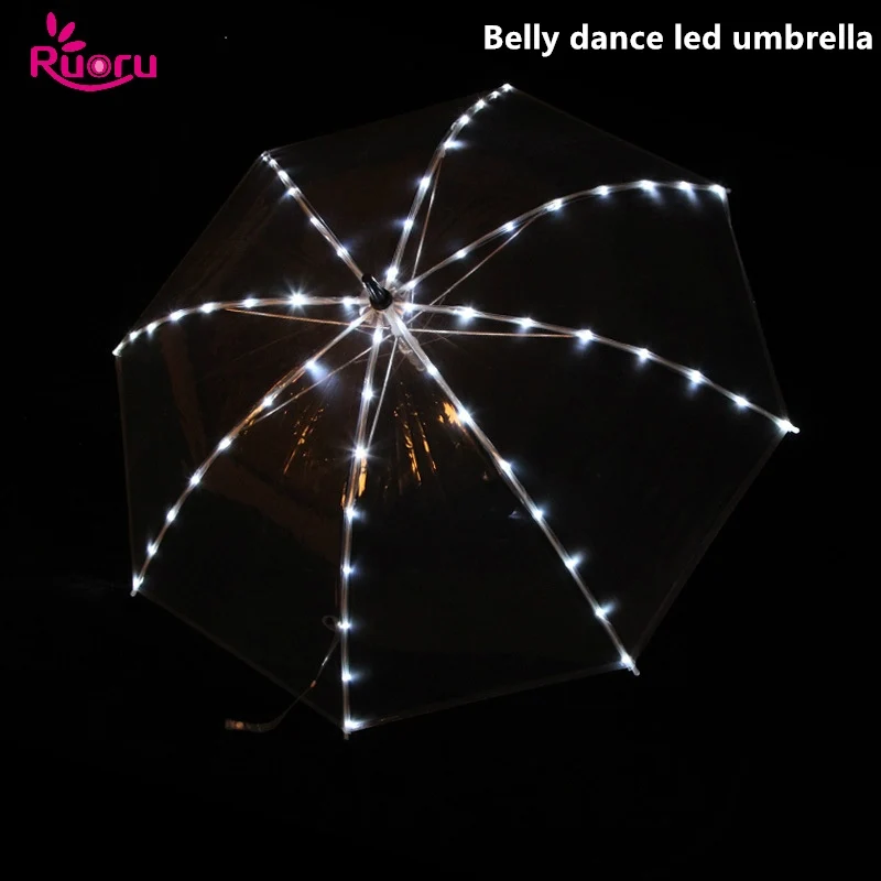 Ruoru Belly Dance White LED Umbrella Colorful Flashing Belly Dance Accessories Stage Performance Props Shining Led Light Up