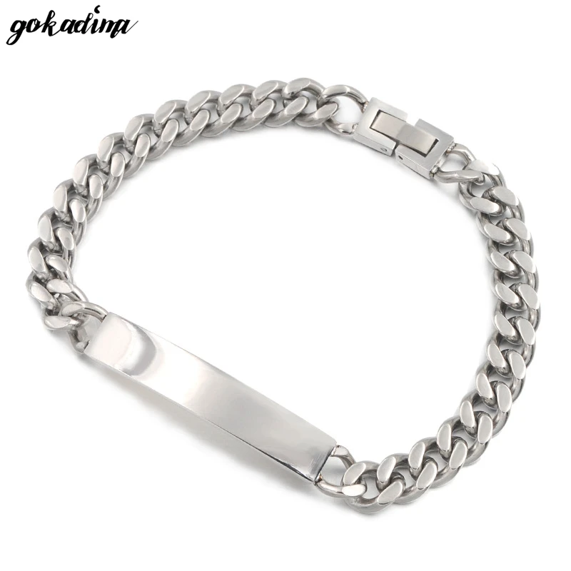 

GOKADIMA 2021 New Style Cool ID Men Bracelet Jewelry Stainless Steel Bracelet & Bangle Chain Party Christmas Gift B034