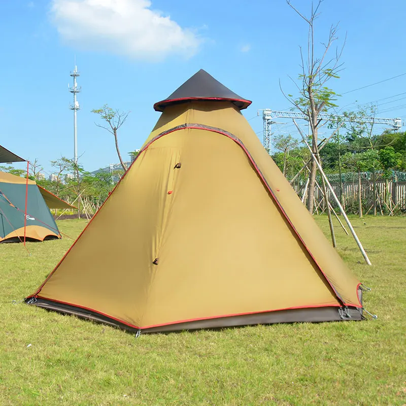 High quality ultralarge 3-5person double layer indian mongolia hexagonal camping family tent