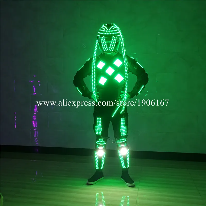 

RGB LED Luminous Robot Suit Led Helmet Illuminated Colorful Growing Light Costume Party Perfor Clothes Stage Flashing Props