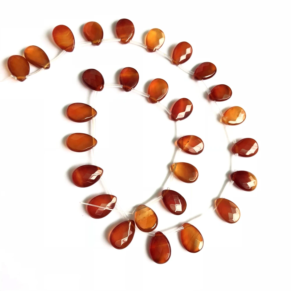 Wholesale 1str Natural Red Carnelian Beads Red Agate 10x14mm,14x20mm Faceted Pear Drop Gem Loose Beads For Jewelry Making,15.5