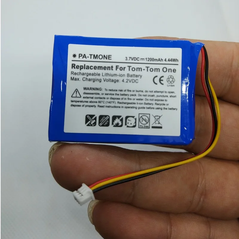 TomTom one V2 V3 V5 XL 용 3.7V 배터리 1200mAh 유럽 Dach TML 라이더 IQ 경로 S4L 라이더 2nd 4K00.100 리튬 이온 교체