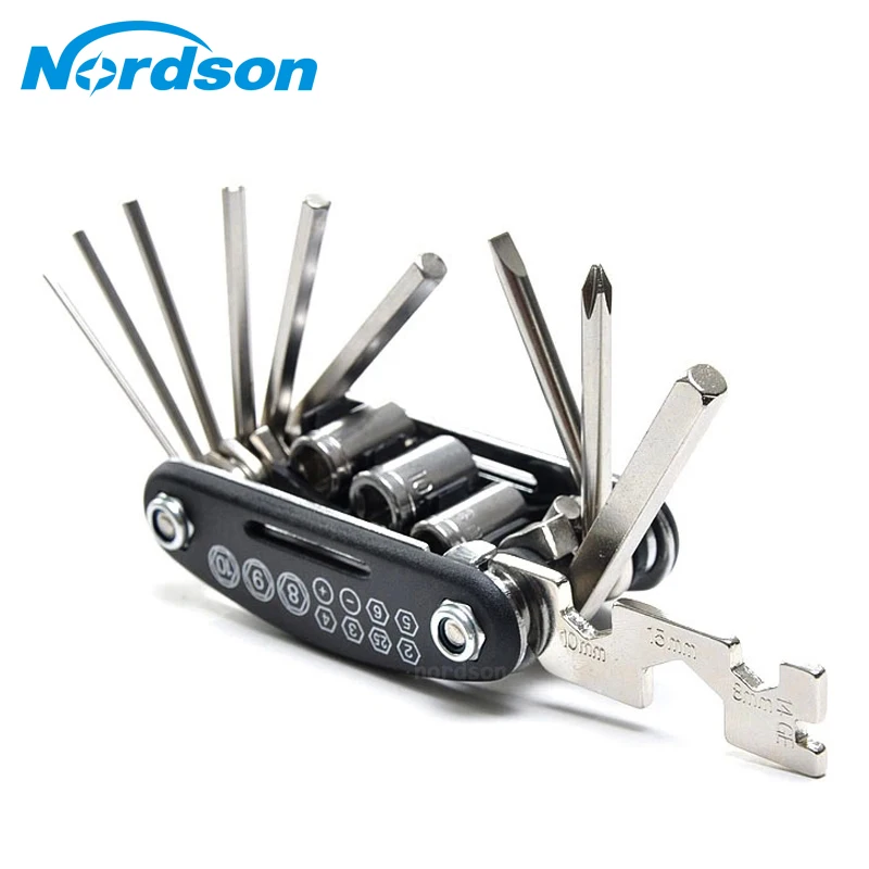 For 16 In 1 Multi-Function Motorcycle Bike Repair Tools Travel Kit Allen Key Multi Hex Wrench Screwdriver Kits Tools