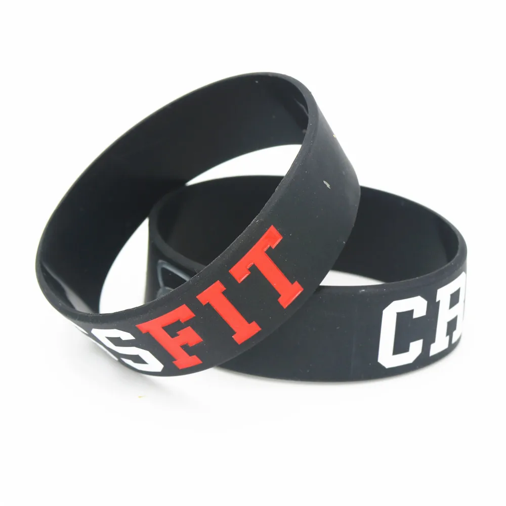 1PC New Fashion Jewelry CROSS FIT BRACELETS Black White Silicone Rubber CrossFit Bracelets & Bangles Wristbands Bands SH042