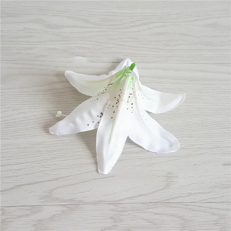 10pcs/lot 13cm Artificial Flower Silk Lily Flower Head Wedding Home Decoration Photography Props DIY Headwear Accessories