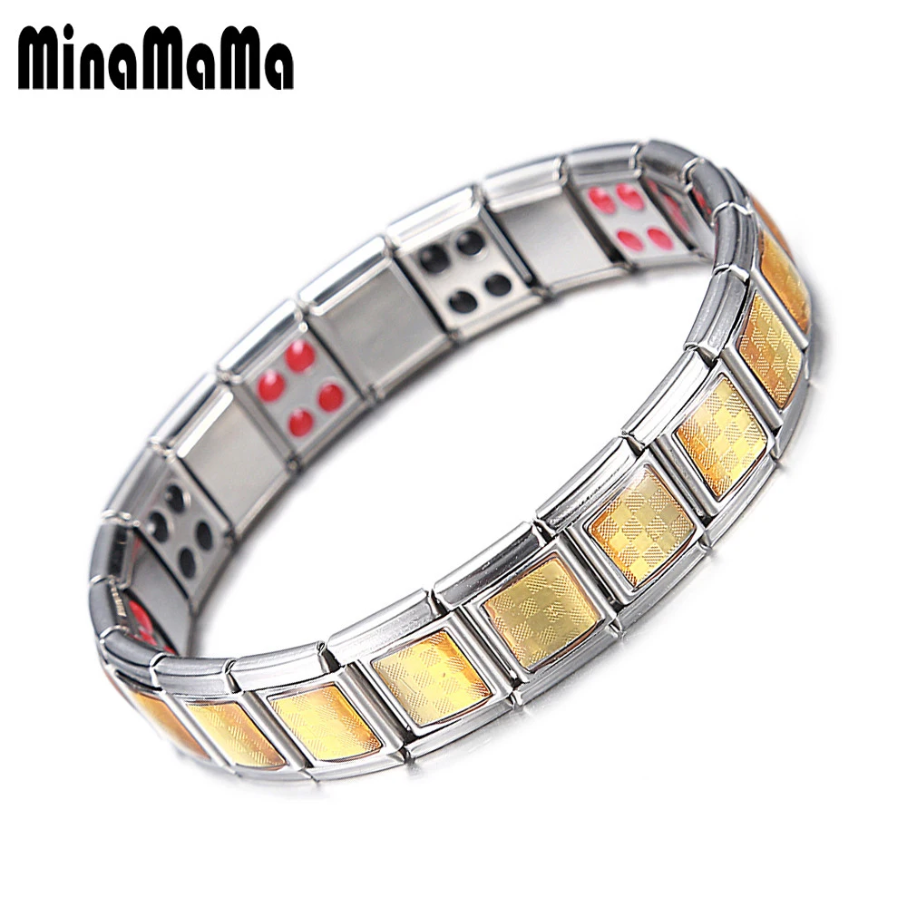 Elasticity Chain Stainless Steel Germanium Tourmaline Bracelets Women's Health Medical Energy Magnetic Bracelets For Men Jewelry