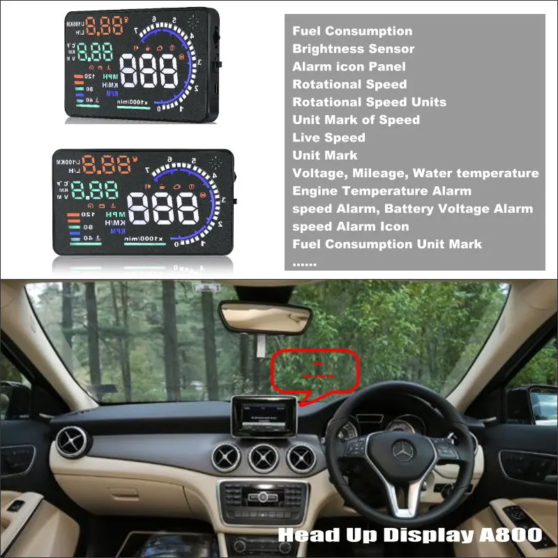 Car Head Up Display Projector For Mercedes Benz G/W463 GL/X166 GLK/X204 AUTO HUD OBD Reflect To Windshield Car's Safety Driving