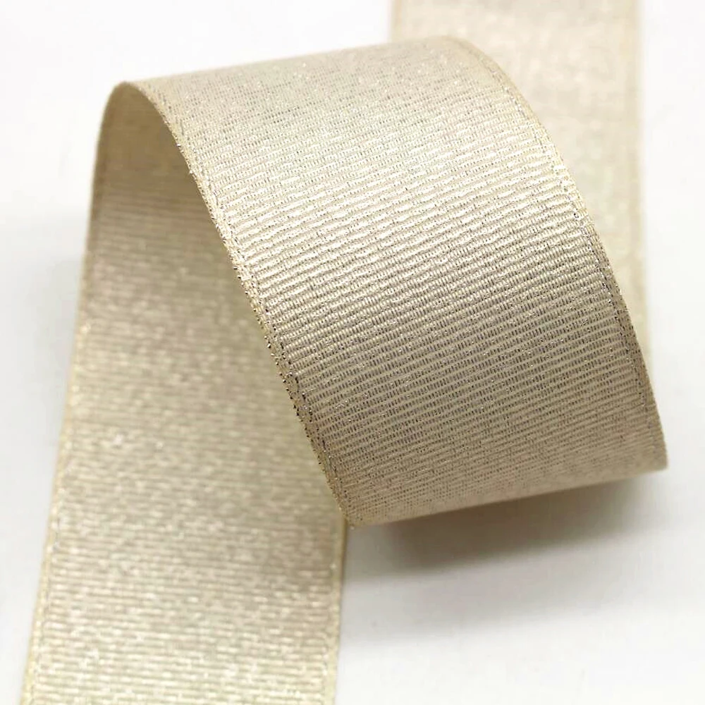 10 Yards 38MM Glitter Ribbon Silver Wire DIY Handmade Materials Gift Wrapping Headwear Bow Thread Grosgrain Double Sided