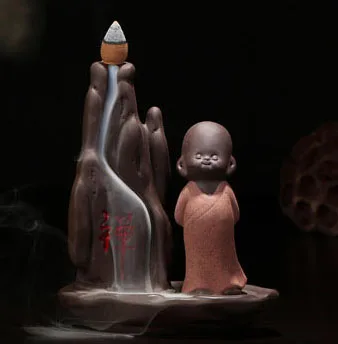 Original # TOP collector's edition ceramic ART -Zen Buddha CHAN DAO Little Monk incense color pottery ART- business gift