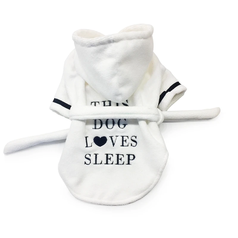 White Comfort Dog Pet Pajamas Bichon Cat Clothes Animal Robe Leisure Wear Teddy Puppy Hoodie Soft Cute Print Pjs XS S M L XL 2XL