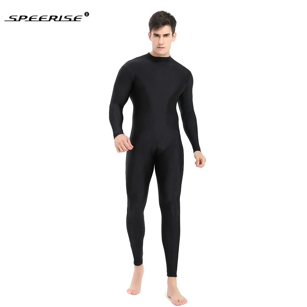 

SPEERISE Adult Full Body Long Sleeve Unitard Mens Spandex Unitards Gymnastic Turtleneck Bodysuit Plus Size Zentai Dance Wear