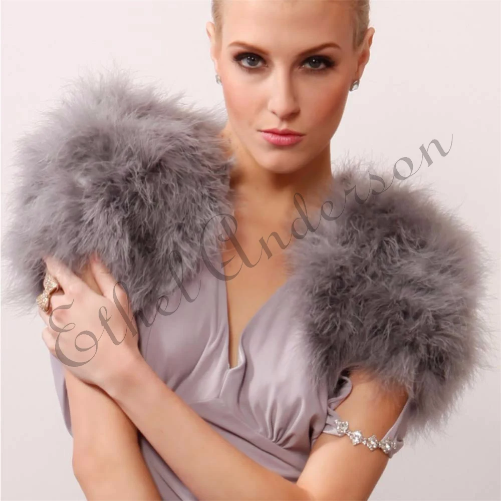 Blush Pink/ White Luxurious Ostrich Fur Feather Boleros Bridal Fur Shawl Marriage Shrug Coat Bride Winter Wedding Party Boleros