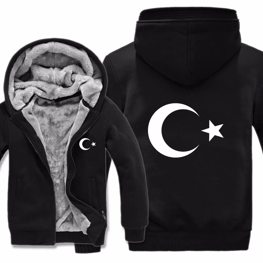 

New Winter Turkish flags Hoodies Jacket Men Casual Thick Fleece Country Flag Turkey Sweatshirts Pullover Man Coat