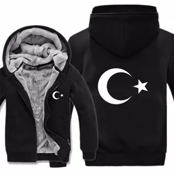 New Winter Turkish flags Hoodies Jacket Men Casual Thick Fleece Country Flag Turkey Sweatshirts Pullover Man Coat