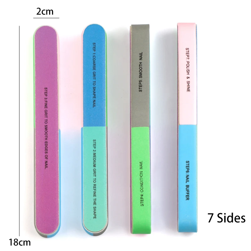 2 Pcs/set Nail Spong Files Professional File 7 Sides Sanding Buffer Block Nail Buffer For Nail Polishing Manicure Tool