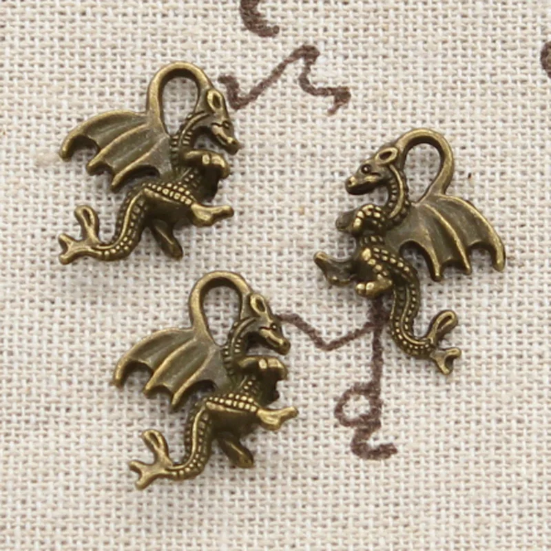 20pcs Charms Dragon 21x14mm Antique Bronze Silver Color Plated Pendants Making DIY Handmade Tibetan Bronze Silver Color Jewelry