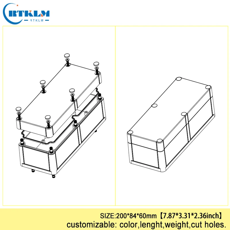 ABS Plastic Waterproof Enclosure Outdoor Electrical Transparent Box DIY Instrument Case Wire Connection Box 200*84*60mm