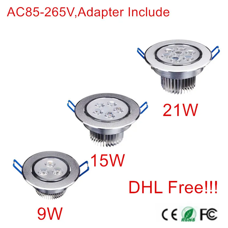 

20pcs 9W 15W 21W Led Ceiling Recessed Downlight Round Panel light AC85-265V Led Panel Bulb Lamp Light