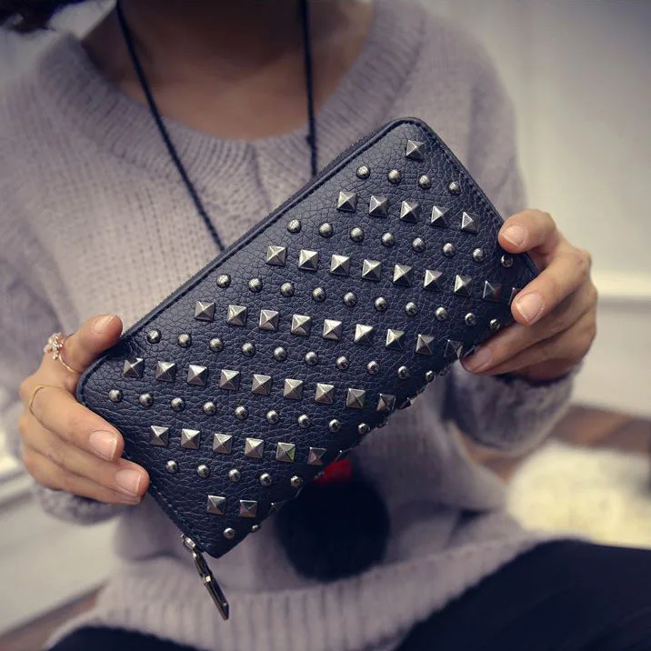 luxury wallets women wallet designer Rivet Brand Female Woman Purses billetera mujer marcas famosas 2019 porte feuille femme