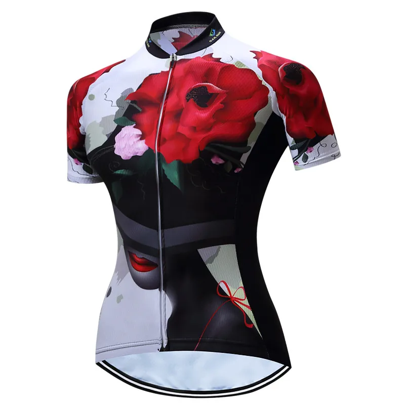 Teleyi Women 100% Polyester Cycling Jersey Tops Breathable MTB Bike Jersey Shirt Ropa Ciclismo Summer Bicycle Cycling Clothing