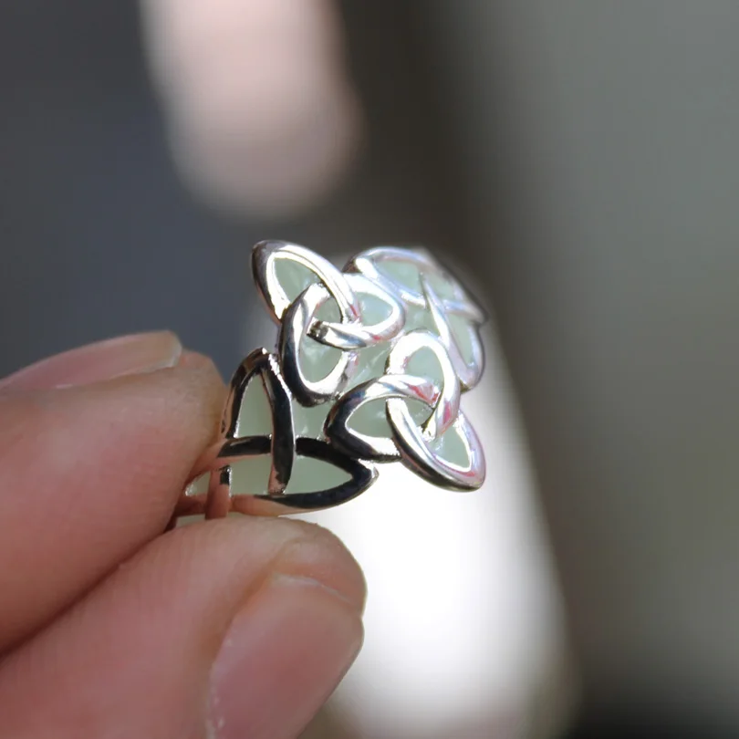 New Glow In The Dark Celts Ring Glow rings Celtics knots triquetera Ring Viking Luminous Open ring Glowing gift