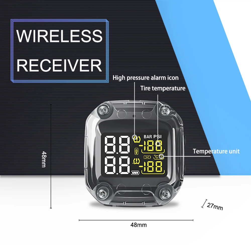 M3-C Wireless Motorcycle TPMS Real Tire Pressure Monitoring System Externe Universal 2 External Internal Sensors LCD Display