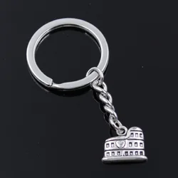 New Fashion Men 30mm Keychain DIY Metal Holder Chain Vintage Roman Colosseum Rome Italy 16x13mm Silver Color Pendant Gift