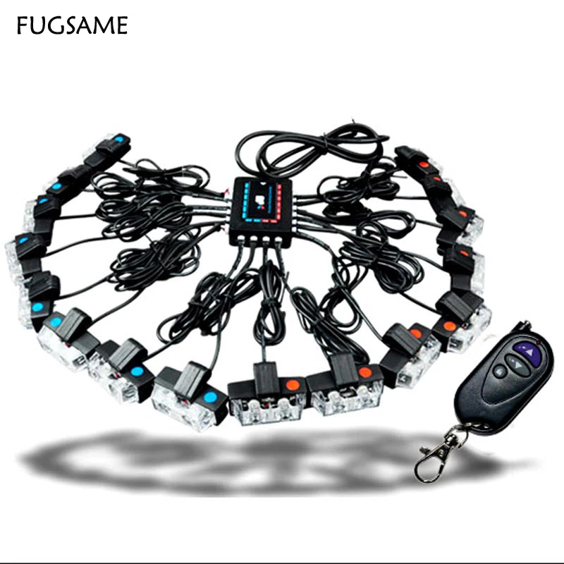 

FUGSAME Wireless 32W power Auto Emergency Warning Car driving LED Lamp daytime running caution light DRL Red blue strobe flash