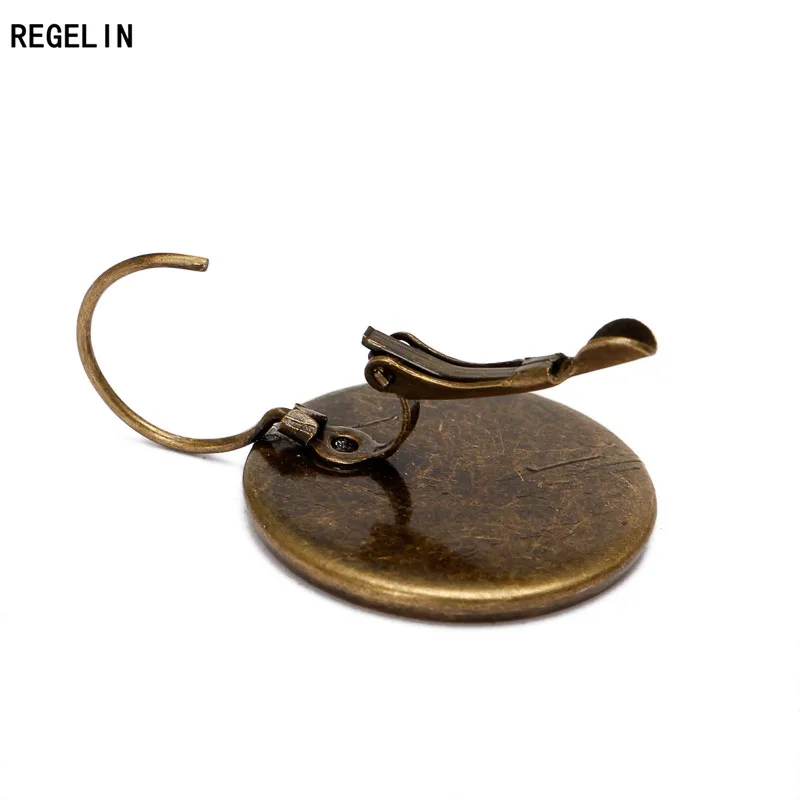 REGELIN WHOLESALE 10/12/14/16/18/20/25mm 10pcs ANTIQUE BRONZE French hook earring Cabochon Cameo Setting Blank base DIY findings