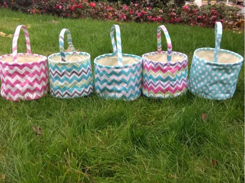 

new arrival Easter decoration waterproof oxford Easter bunny basket children gift bags bucket chevron easter tote bags ni245