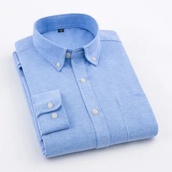 MACROSEA Men's Oxford Solid Color Casual Shirt High Quality Non-iron Anti Wrinkle Men's DP Finishing Shirts Comfortable Clothes