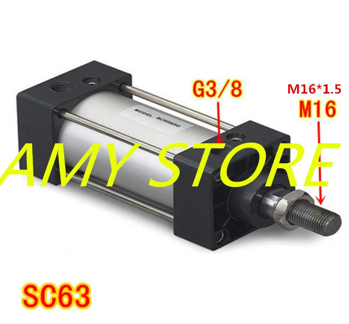 Cilindro pneumático padrão sc de alta qualidade, manivela única, dupla ação, 63mm de diâmetro, 100mm