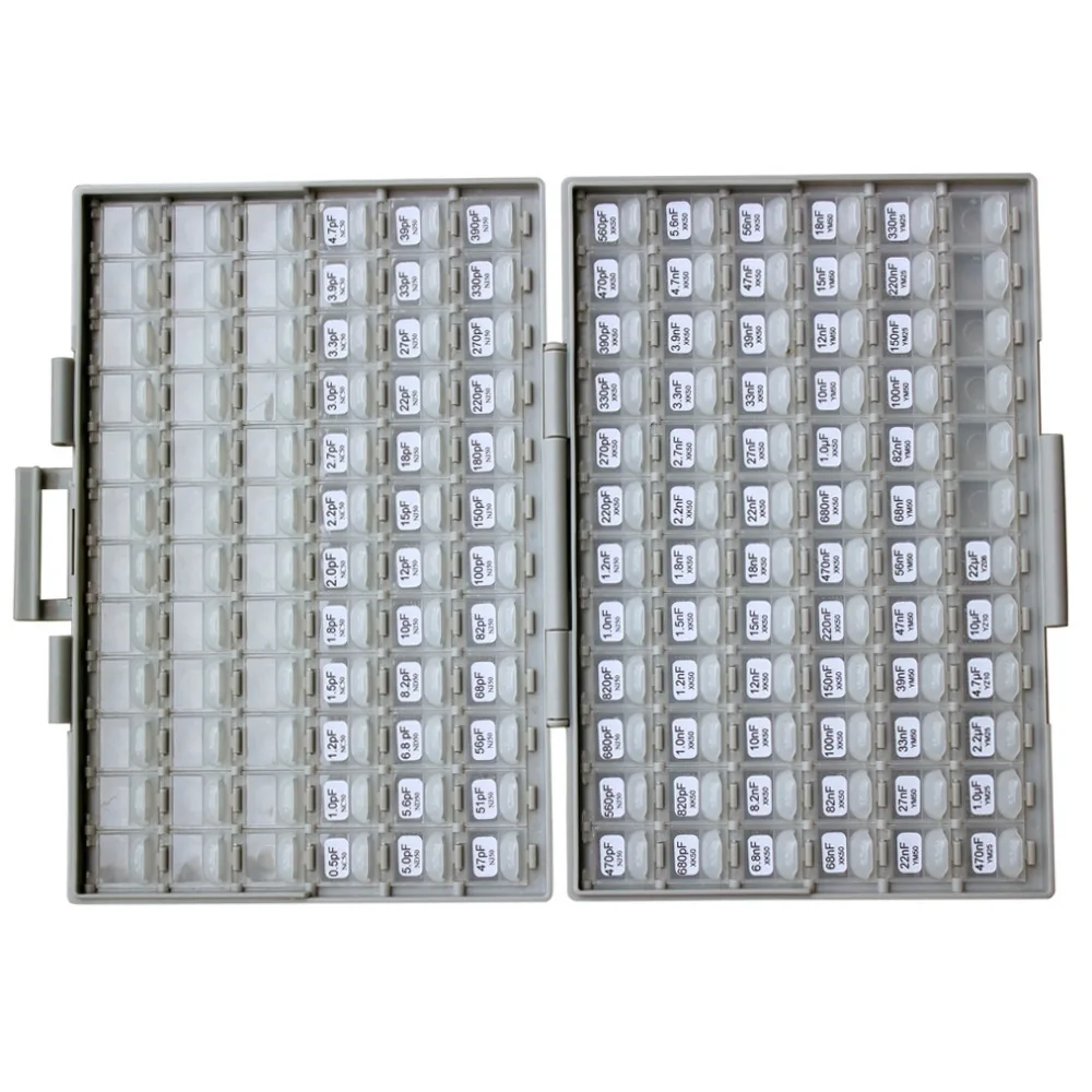 AideTek New SMD/SMT 0805 capacitor box kit in 102value 102Vx50pcs X7R NPO Y5V YAGEO capacitors assortment box kit platics C0850