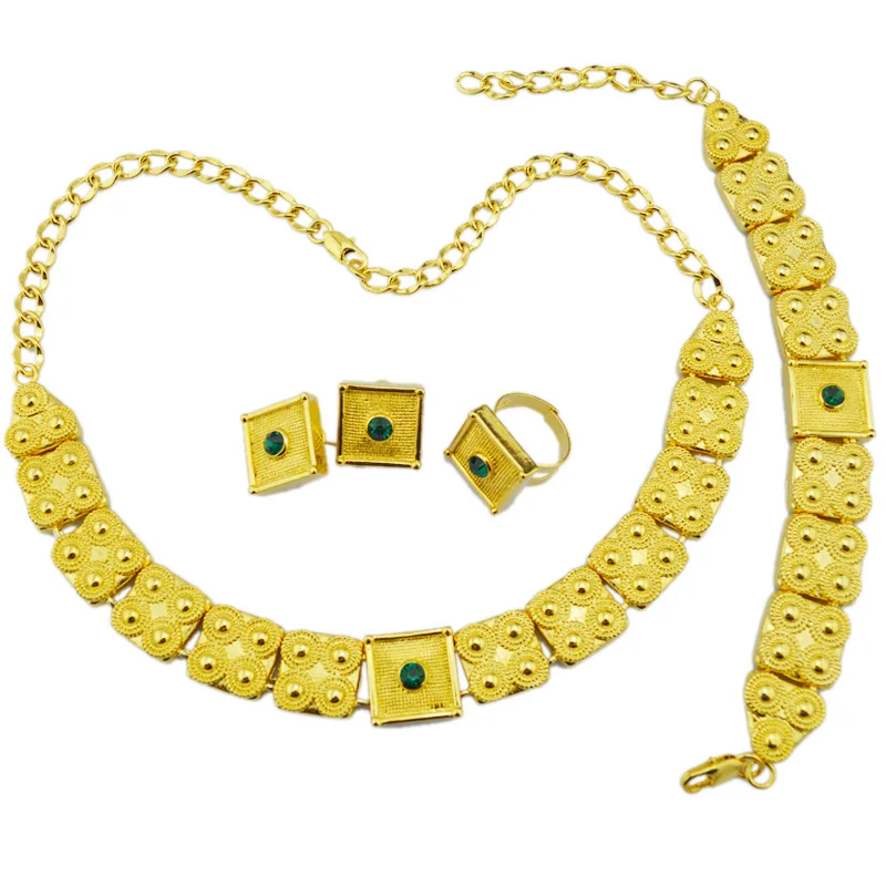 Ethlyn gold Eritrean  jewelry sets gold Color  chain/bracelet/ring/earring jewelry sets  for  Ethiopian & Eritrean  Women S281